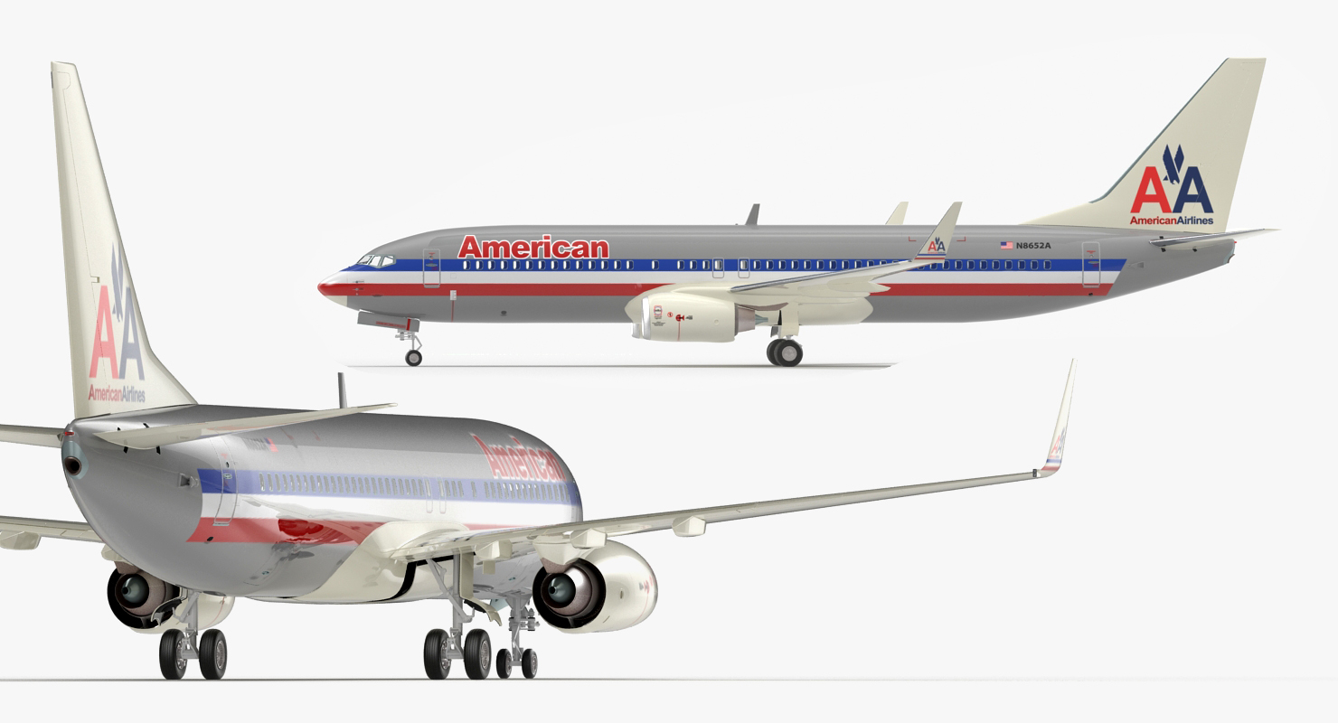 Boeing 737 800 American Airlines Rigged 3D model