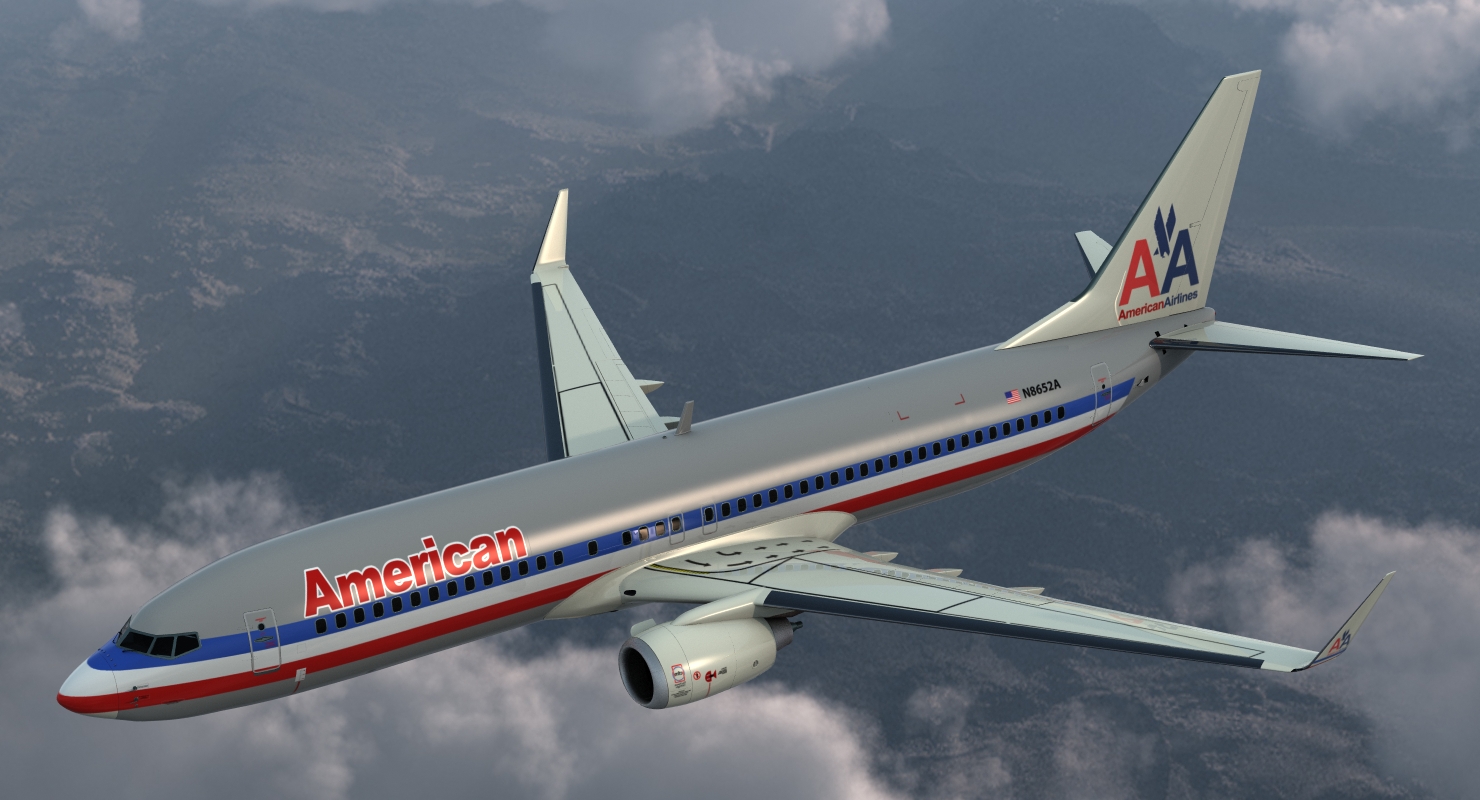 Boeing 737 800 American Airlines Rigged 3D model