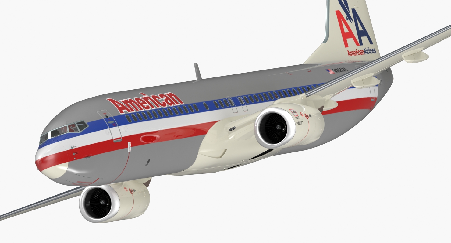 Boeing 737 800 American Airlines Rigged 3D model