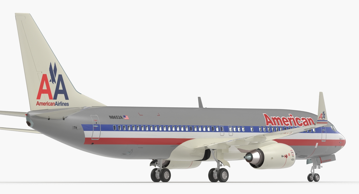 Boeing 737 800 American Airlines Rigged 3D model