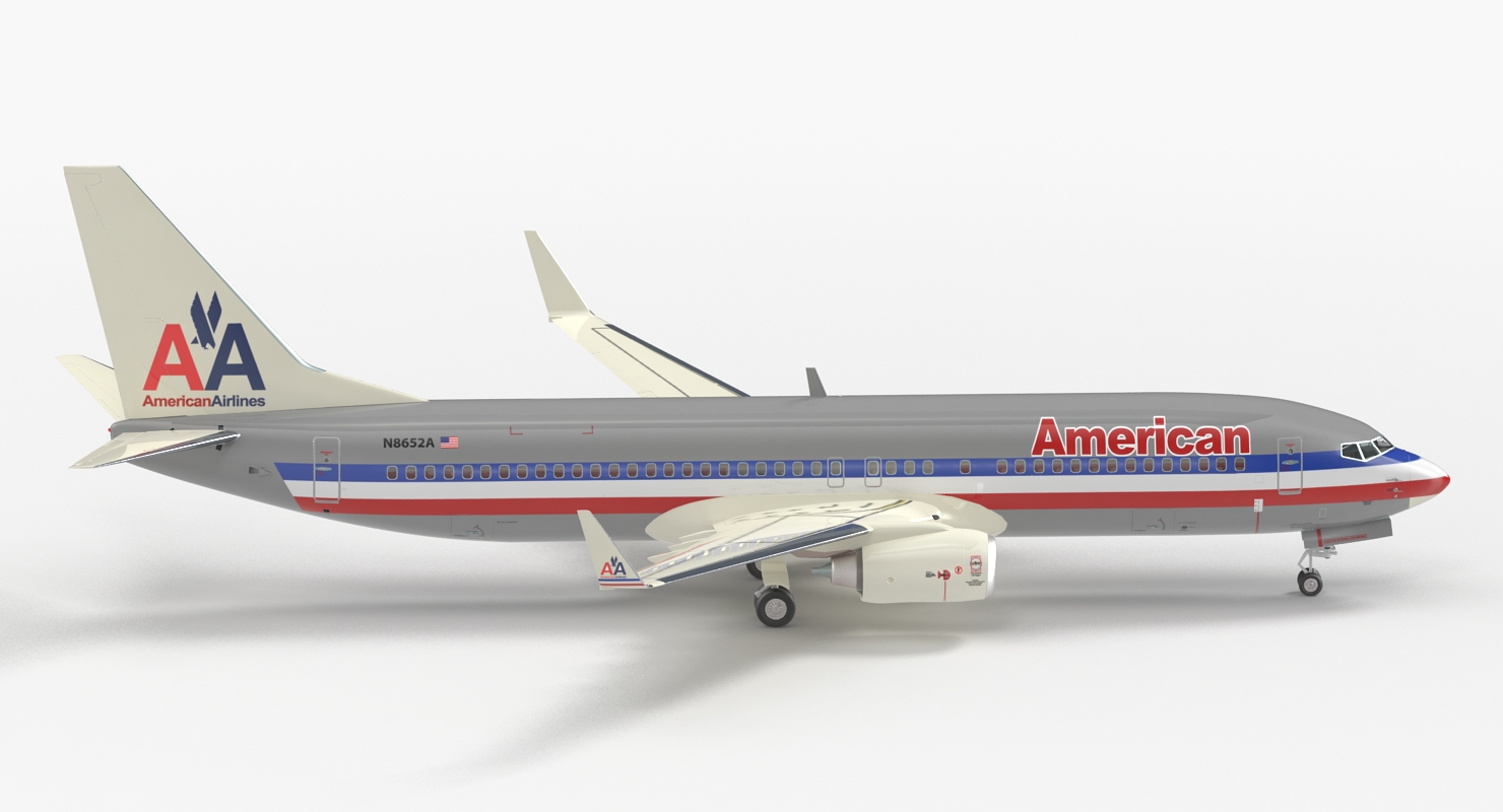Boeing 737 800 American Airlines Rigged 3D model