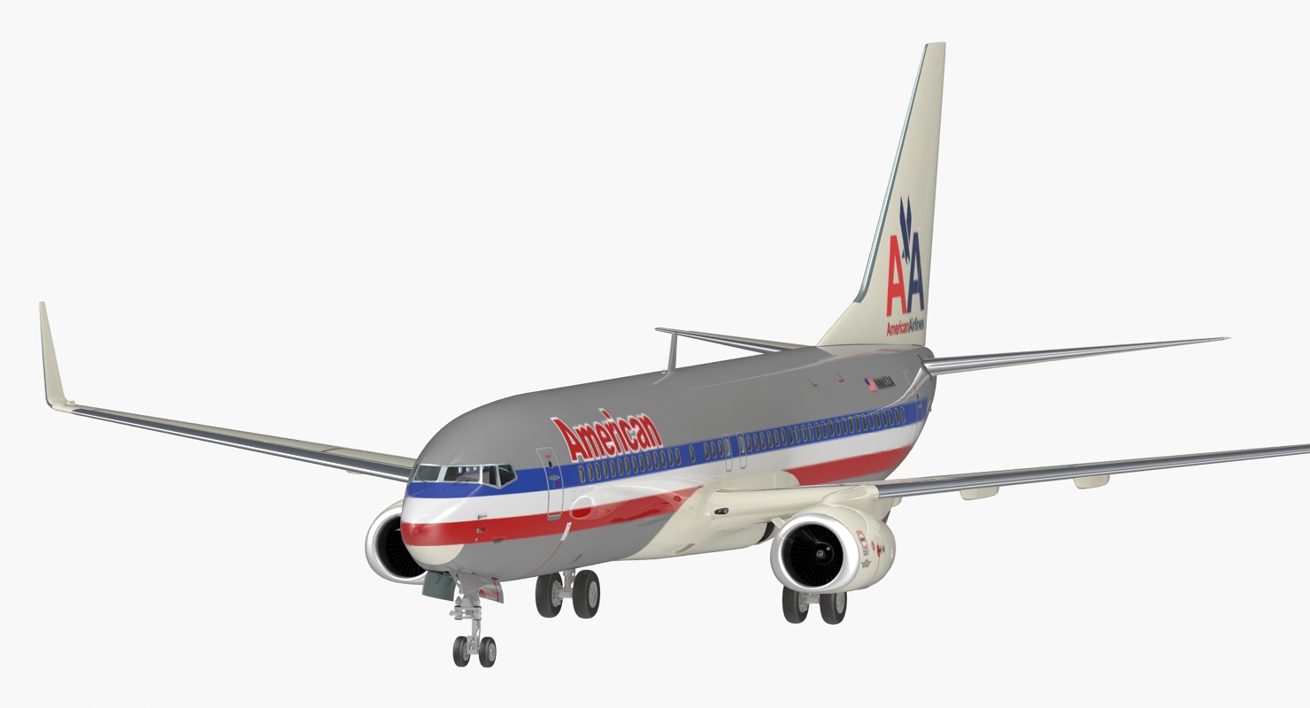 Boeing 737 800 American Airlines Rigged 3D model
