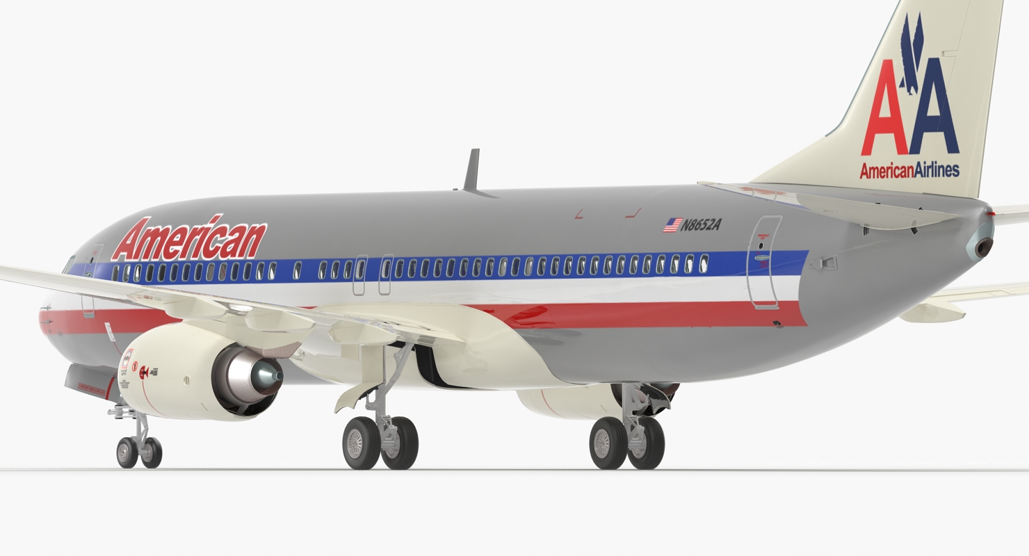 Boeing 737 800 American Airlines Rigged 3D model