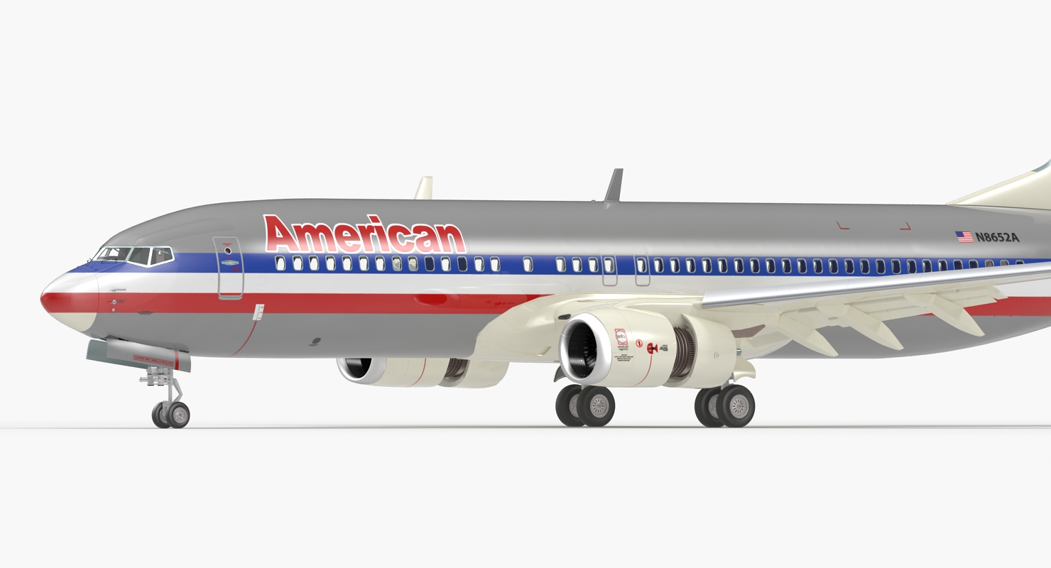 Boeing 737 800 American Airlines Rigged 3D model