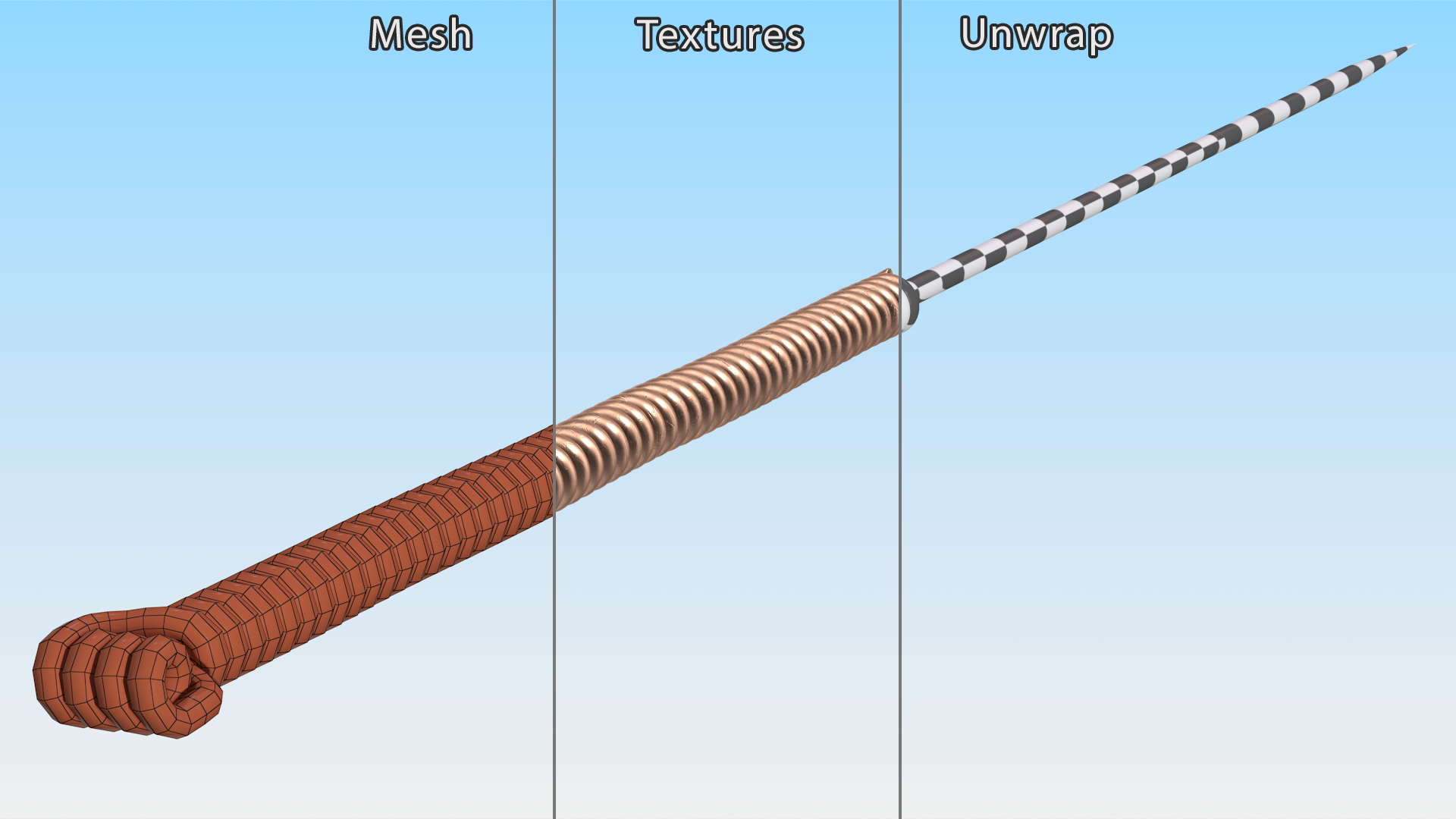 3D model Middle Acupuncture Needle Gold