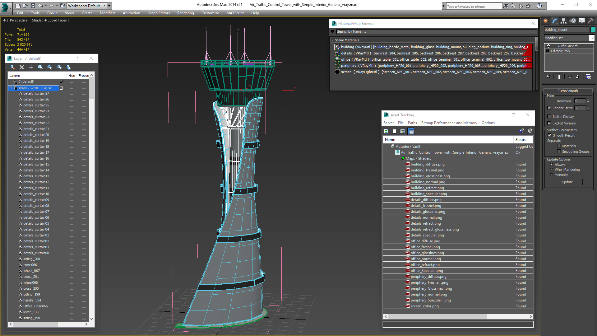 Air Traffic Control Tower with Simple Interior Generic 3D model