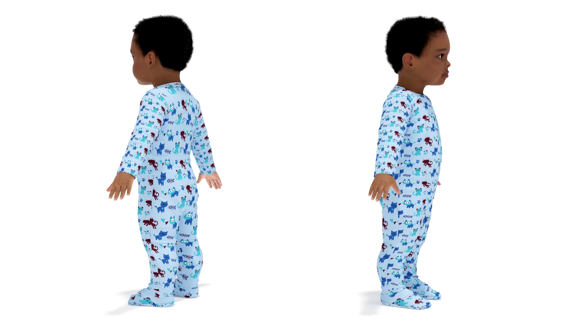 Black Baby Boy Light Skin in Full Bodysuit A-Pose 3D model