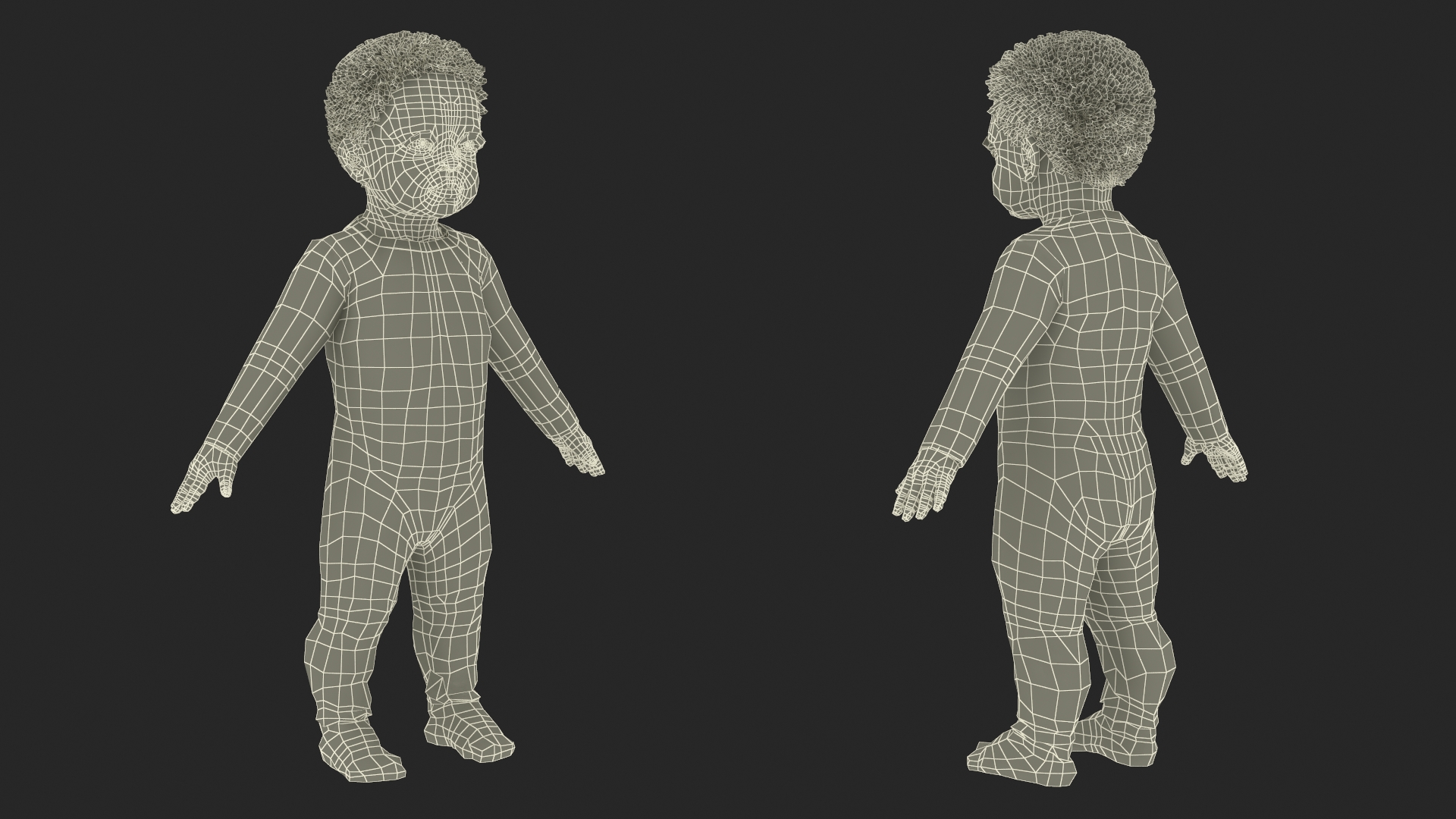 Black Baby Boy Light Skin in Full Bodysuit A-Pose 3D model