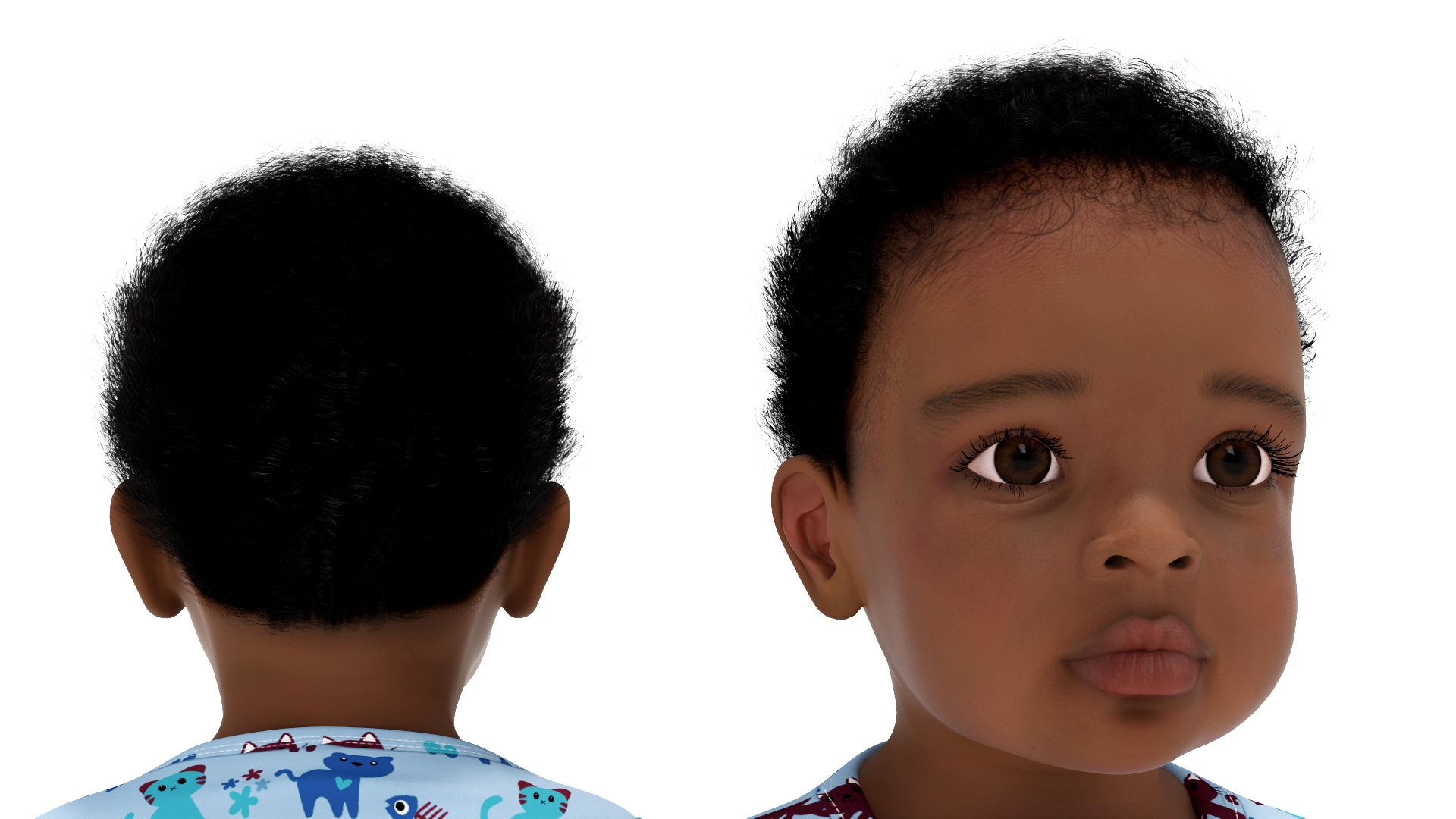 Black Baby Boy Light Skin in Full Bodysuit A-Pose 3D model