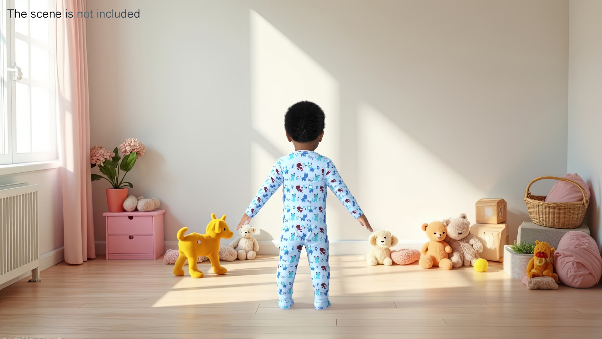 Black Baby Boy Light Skin in Full Bodysuit A-Pose 3D model