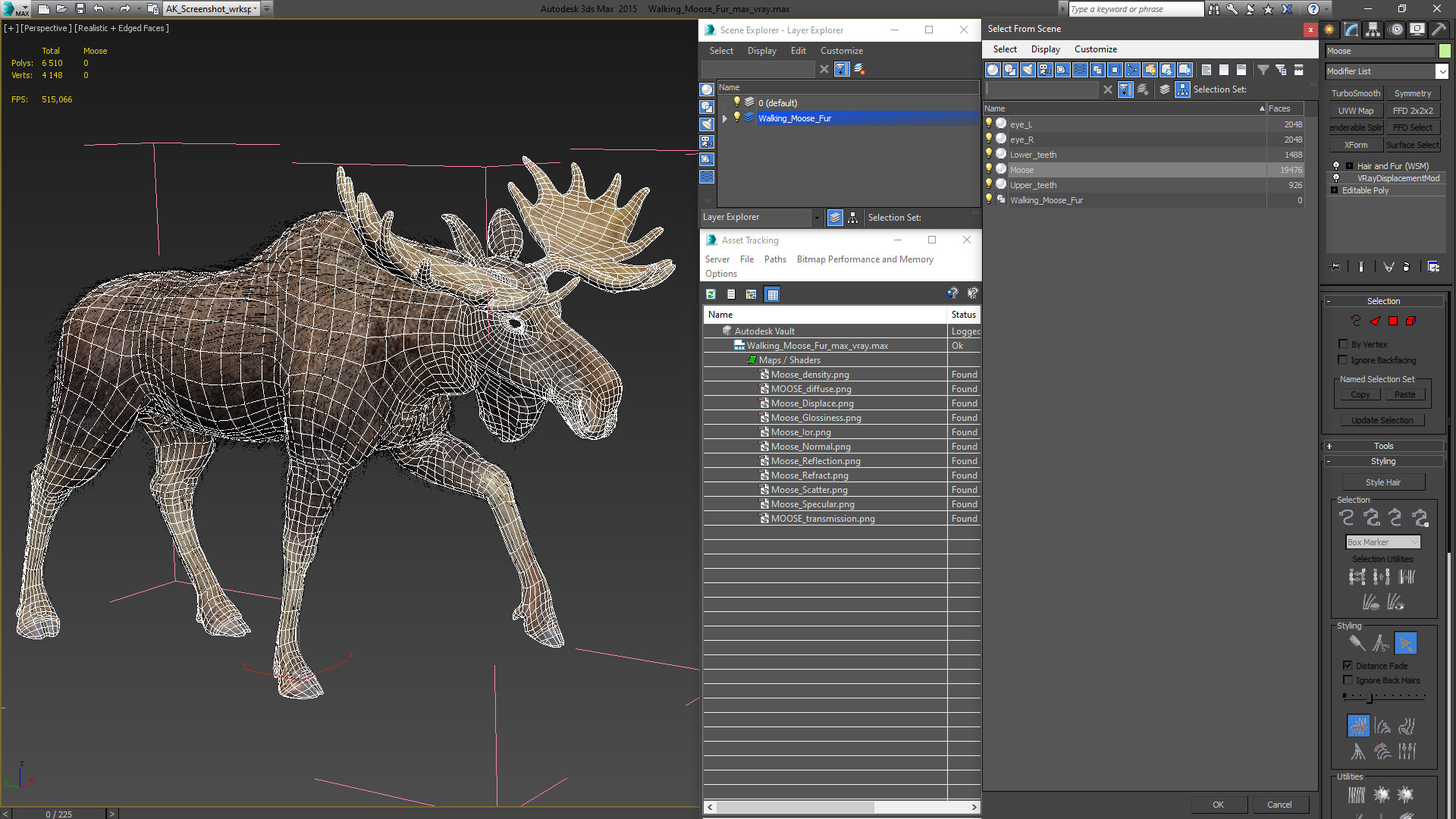 Walking Moose Fur 3D
