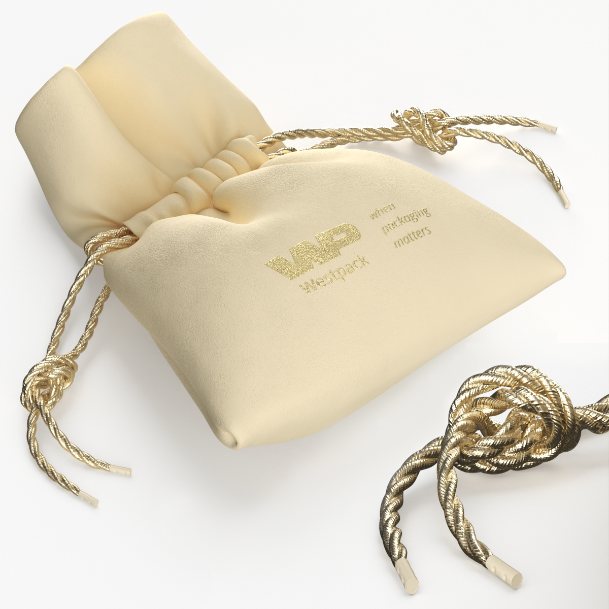 Westpack Drawstring Jewelry Bag Beige 3D model preview