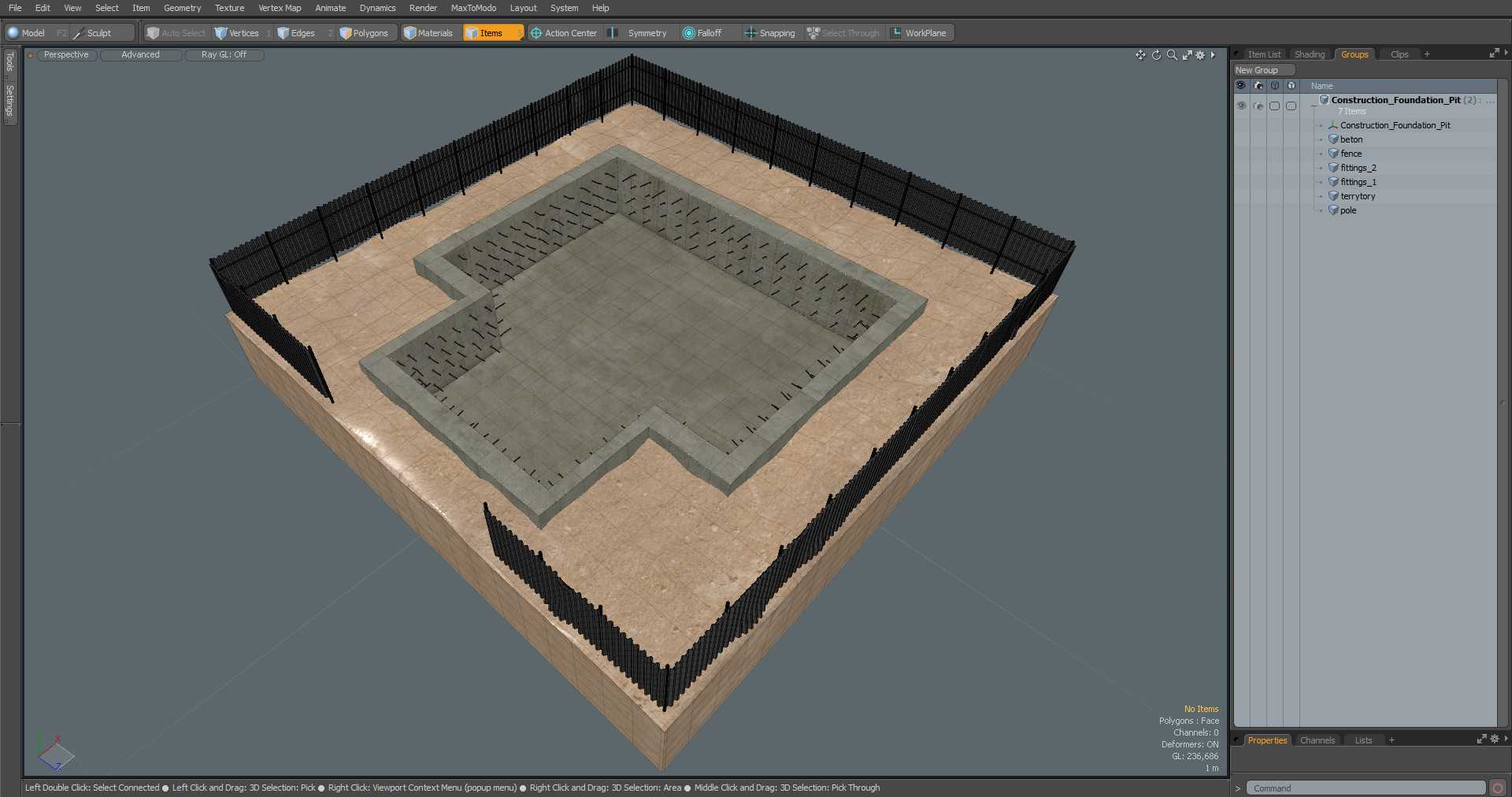 Construction Foundation Pit 3D