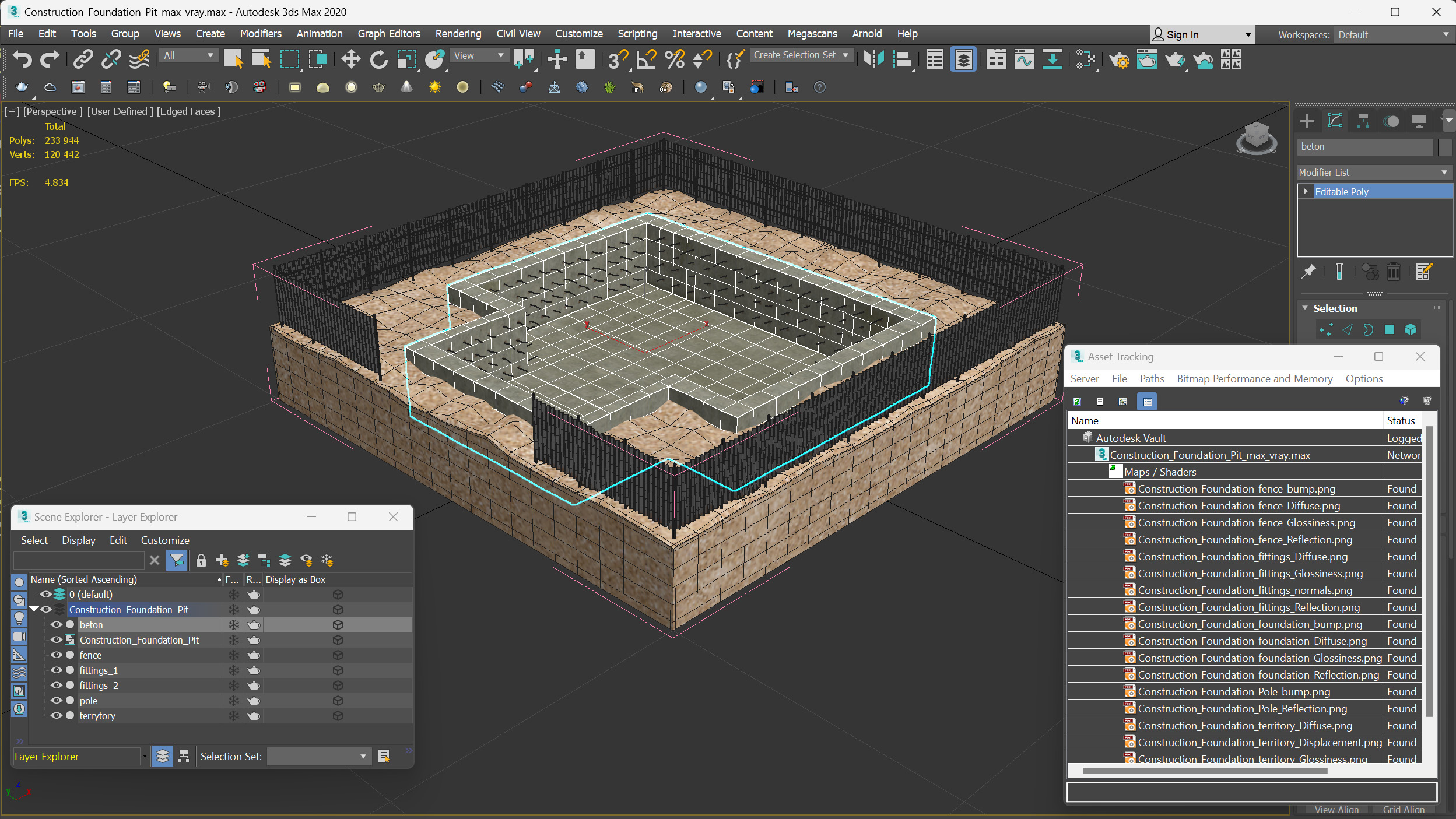 Construction Foundation Pit 3D