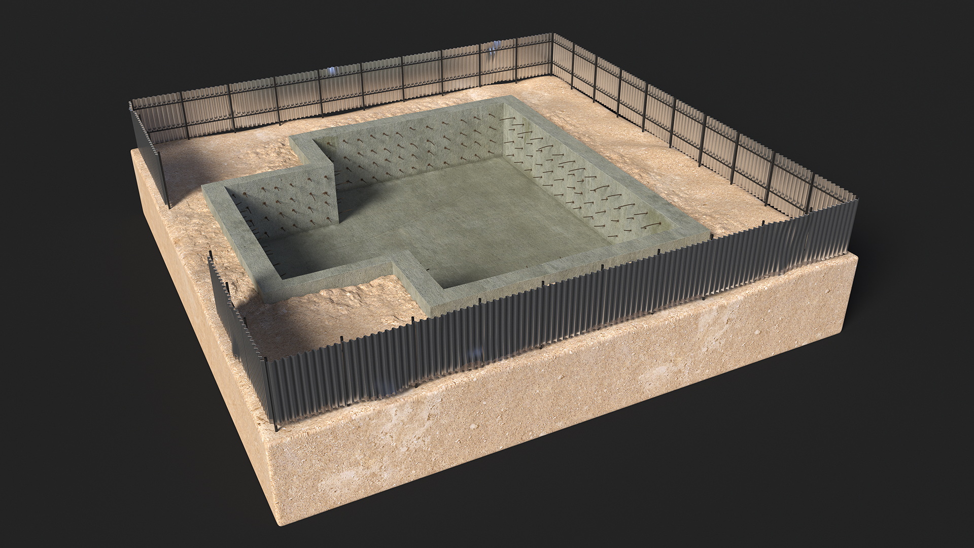 Construction Foundation Pit 3D