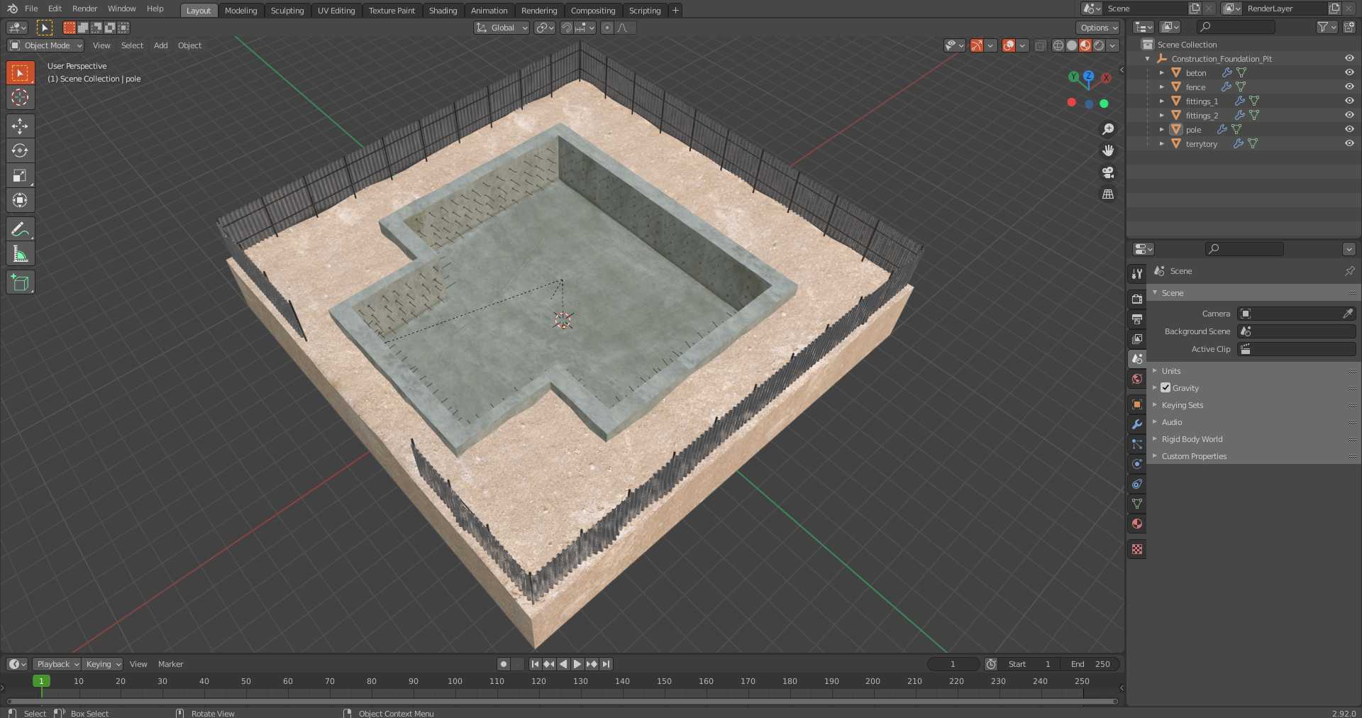 Construction Foundation Pit 3D