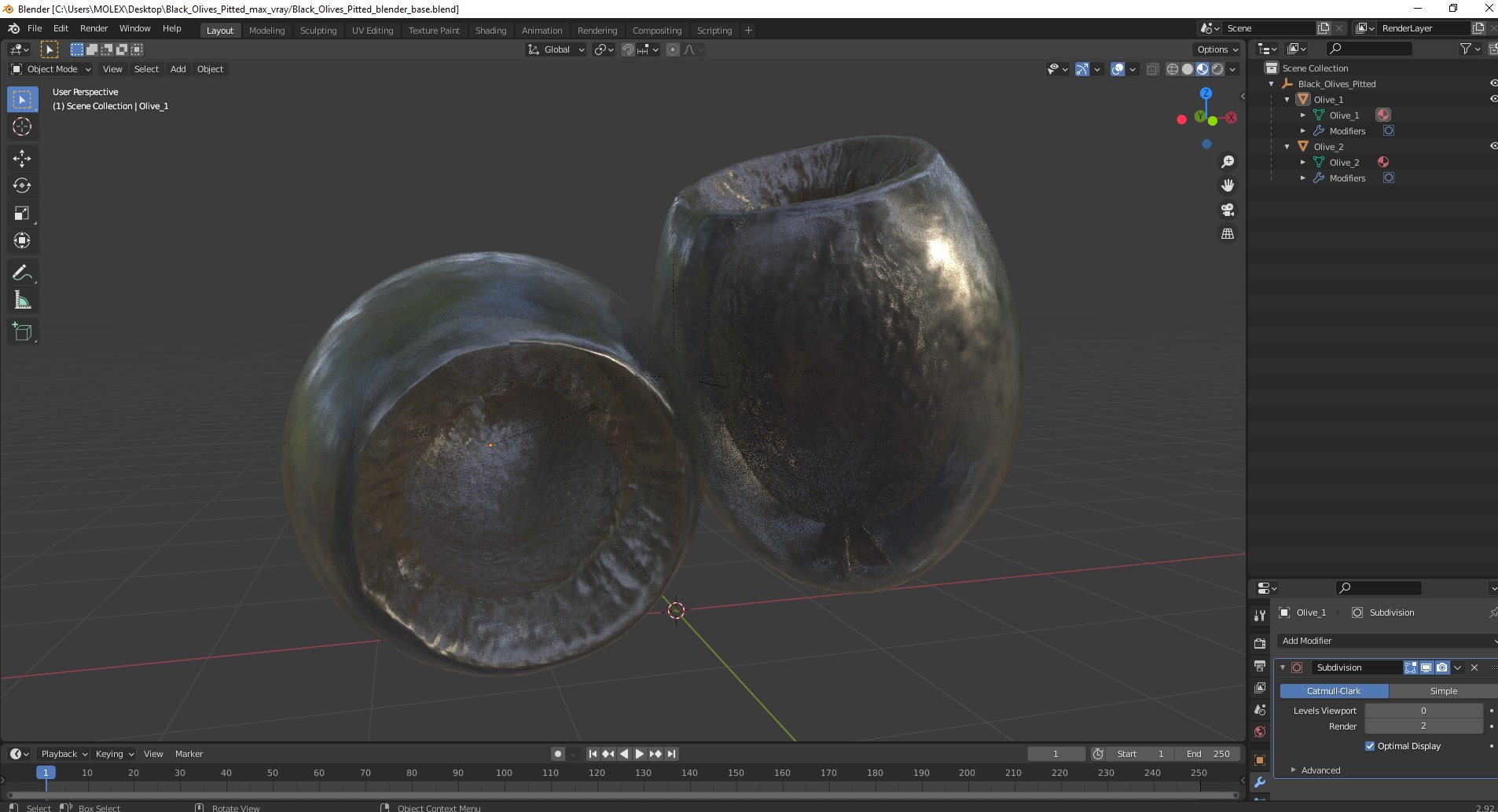 Black Olives Pitted 3D model