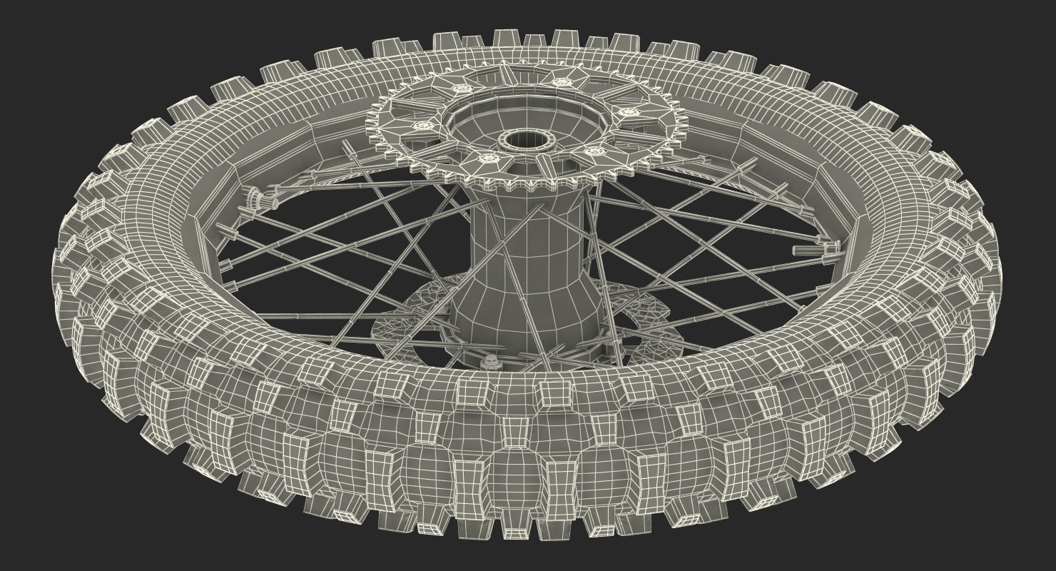 3D Motocross Motorcycle Rear Wheel