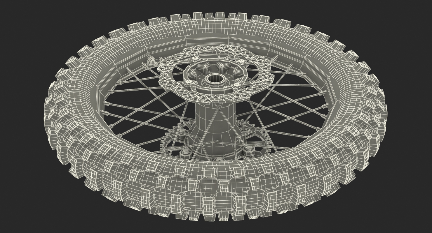 3D Motocross Motorcycle Rear Wheel