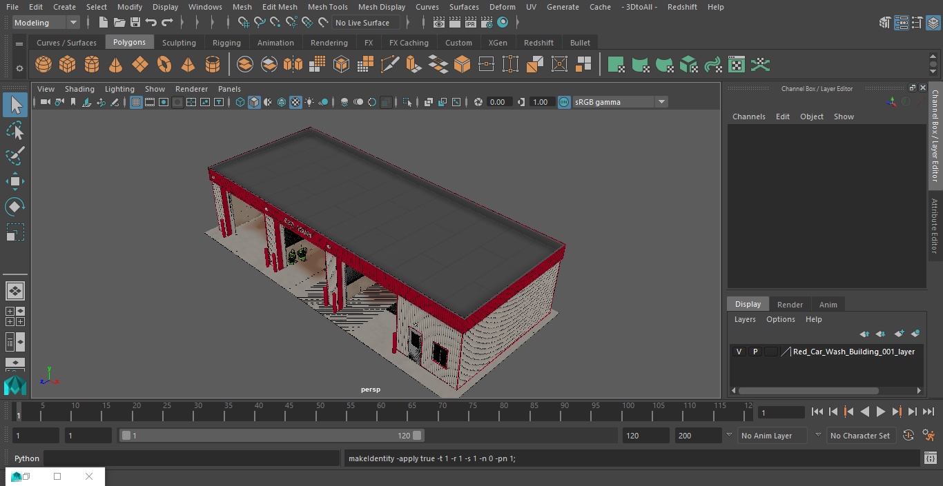 3D Car Wash Red Building