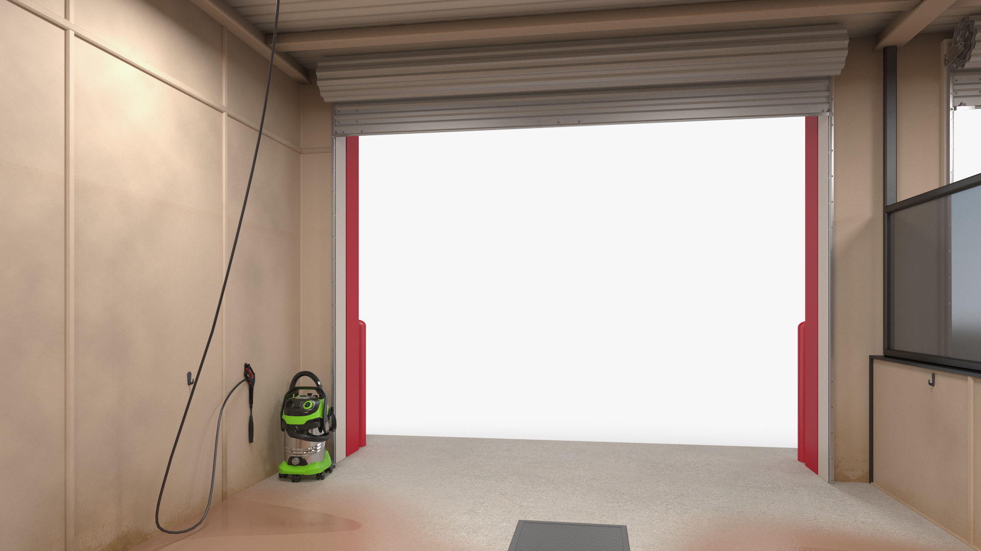 3D Car Wash Red Building