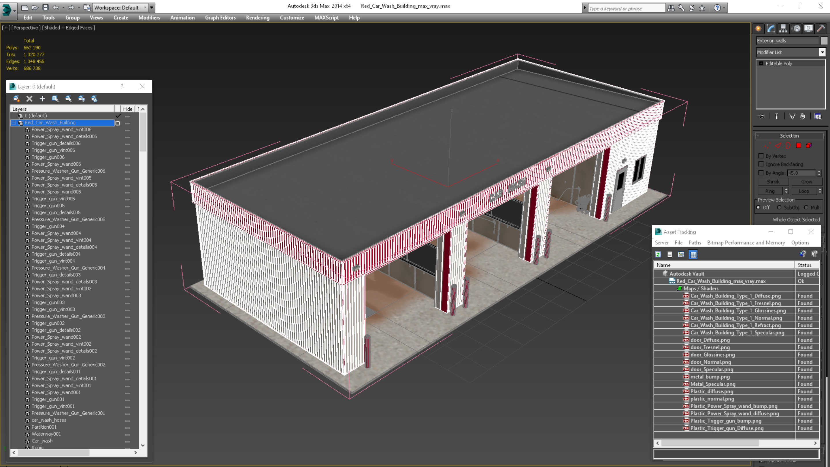 3D Car Wash Red Building