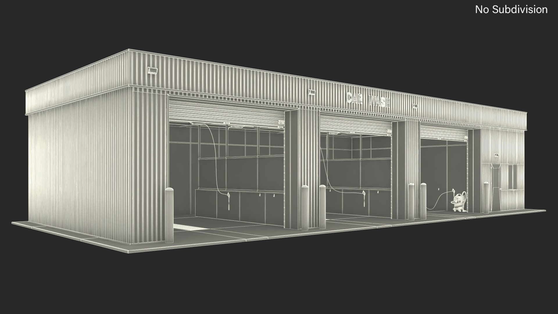 3D Car Wash Red Building