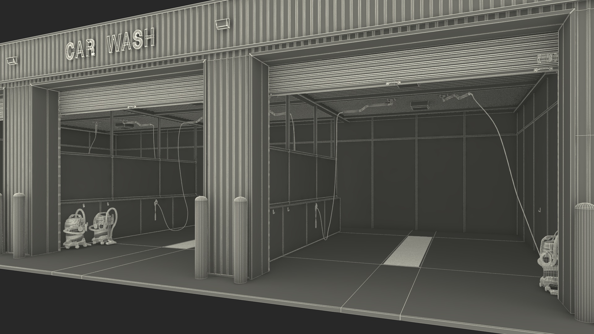 3D Car Wash Red Building