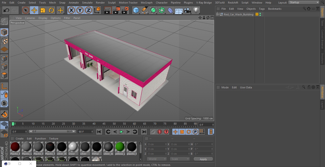 3D Car Wash Red Building