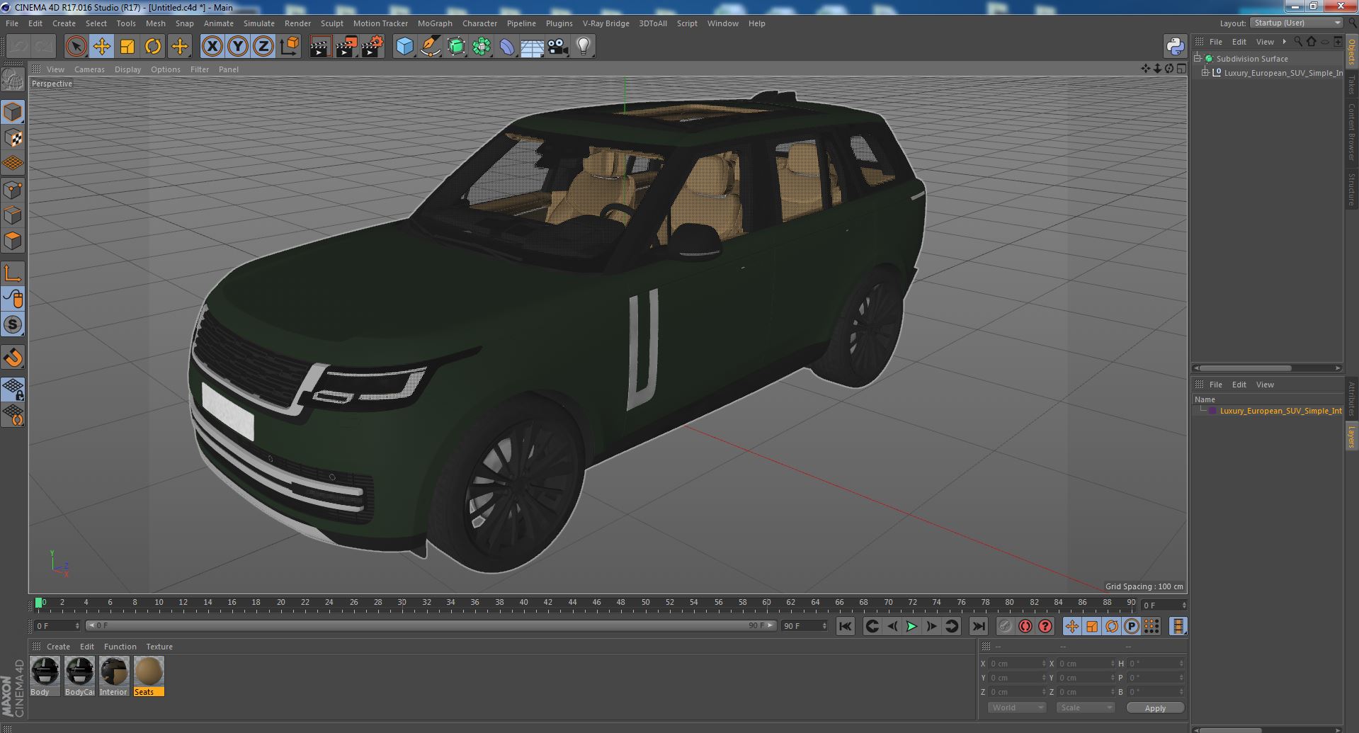 3D model Luxury European SUV Simple Interior