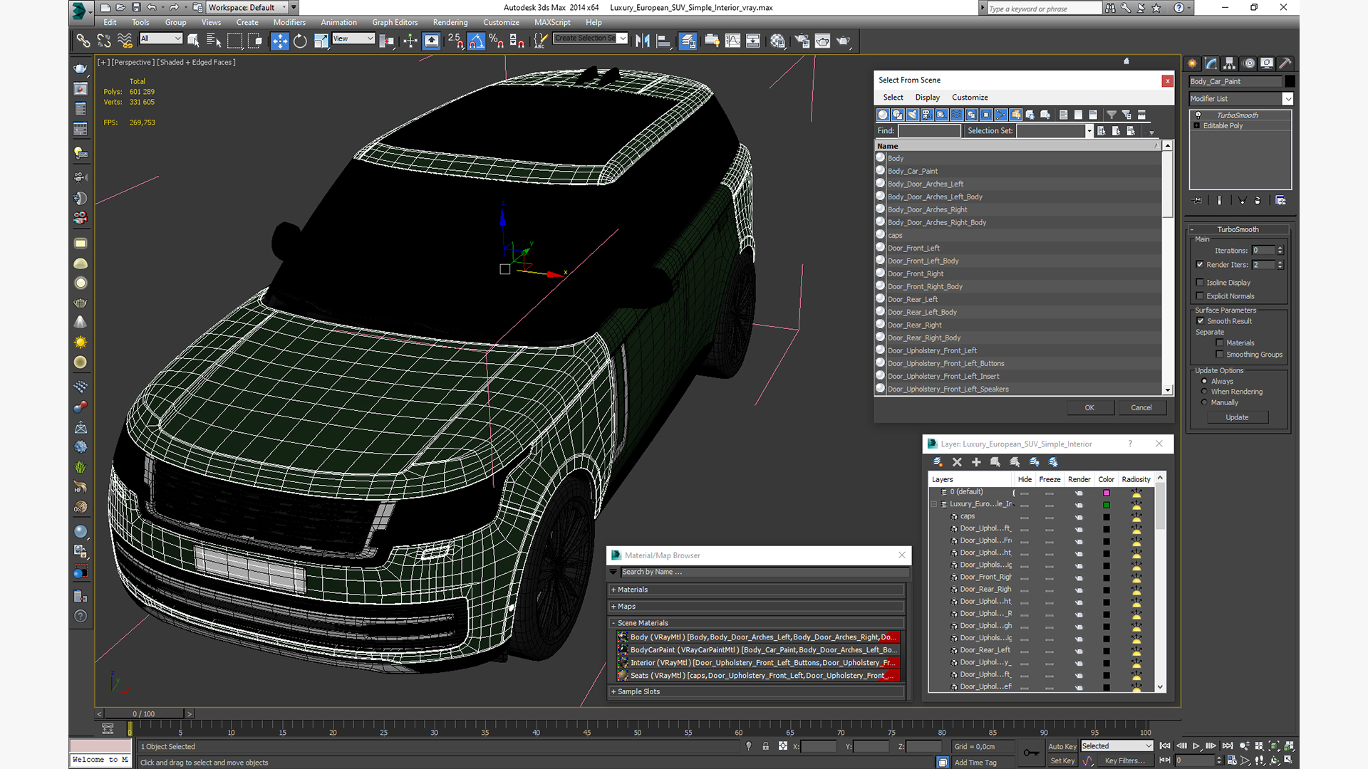 3D model Luxury European SUV Simple Interior