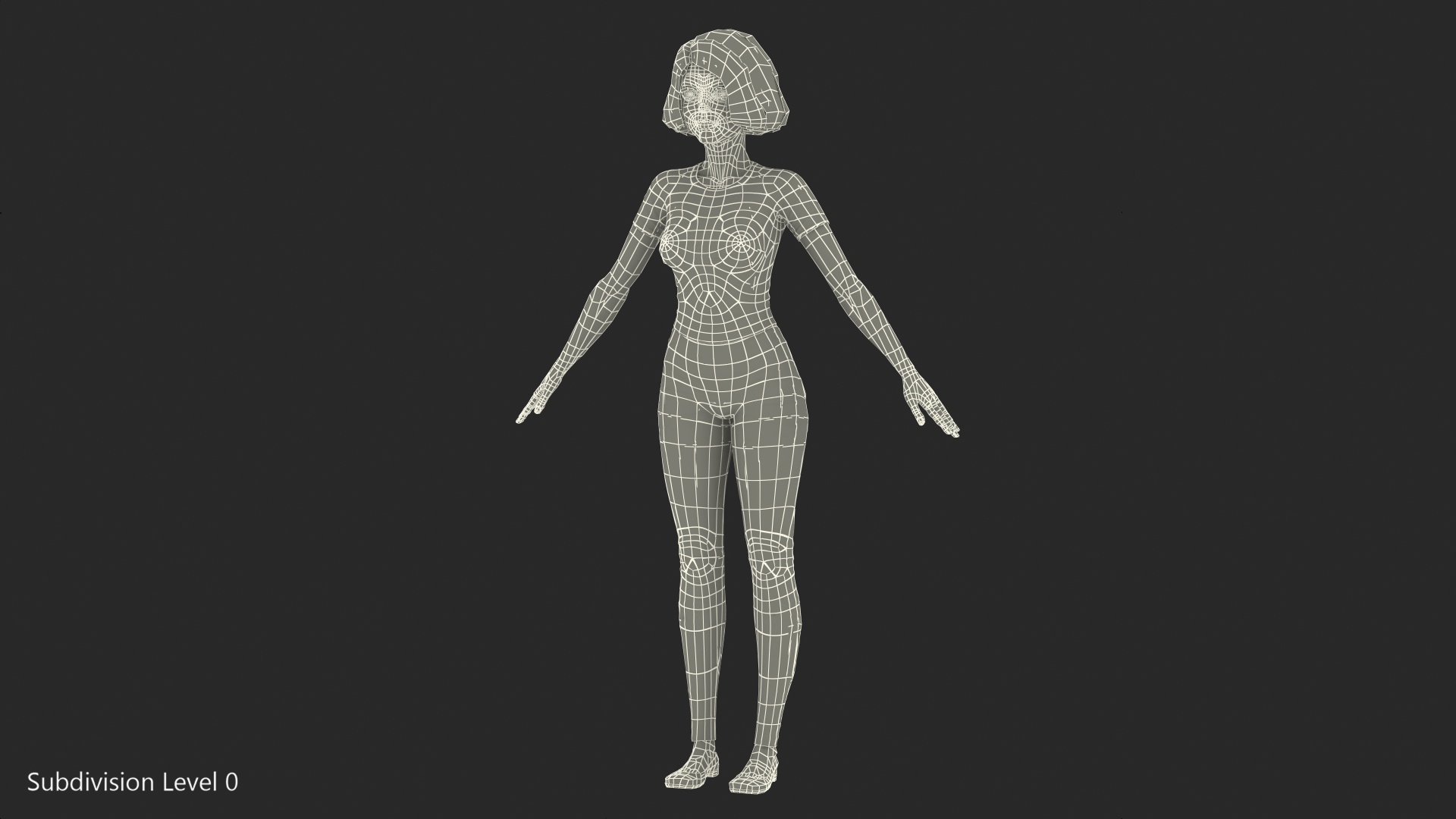3D model Cartoon Young Girl Casual Clothes T-Pose