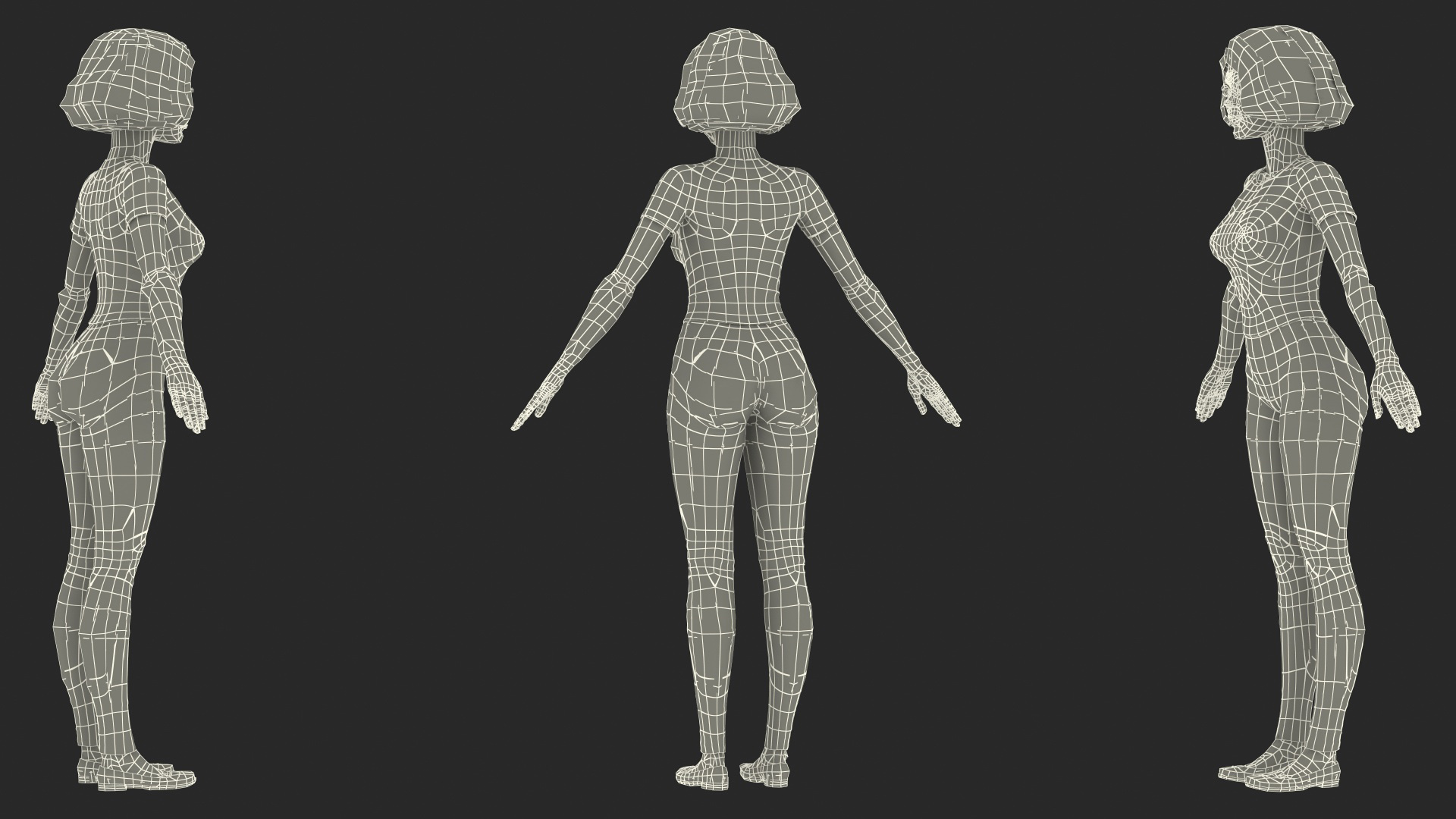 3D model Cartoon Young Girl Casual Clothes T-Pose