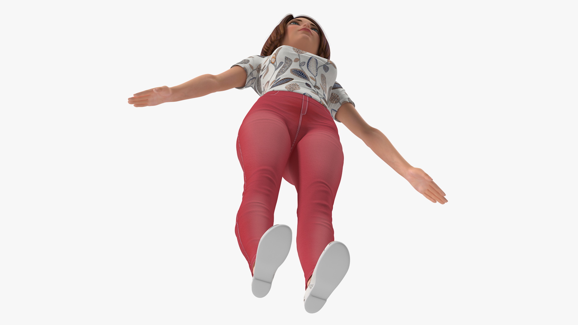 3D model Cartoon Young Girl Casual Clothes T-Pose