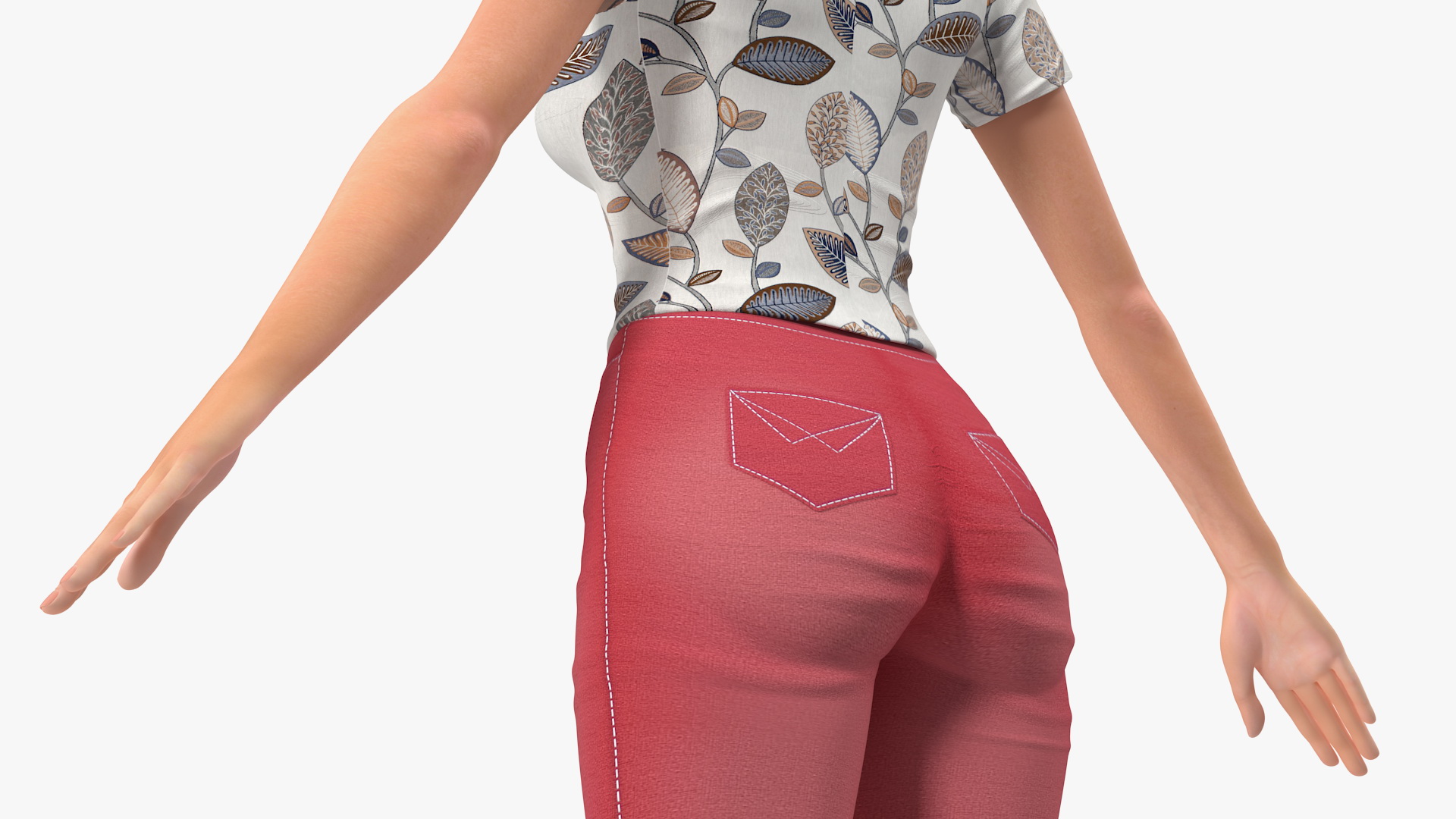 3D model Cartoon Young Girl Casual Clothes T-Pose