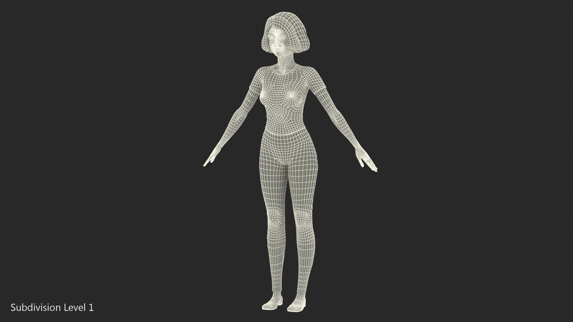3D model Cartoon Young Girl Casual Clothes T-Pose