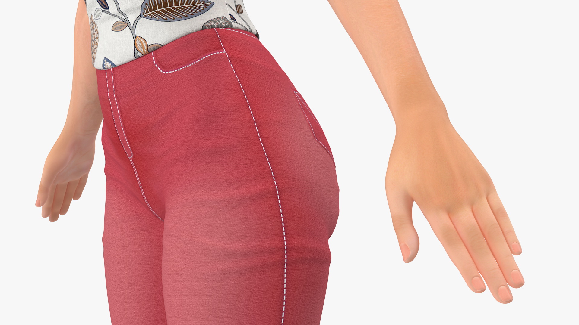 3D model Cartoon Young Girl Casual Clothes T-Pose
