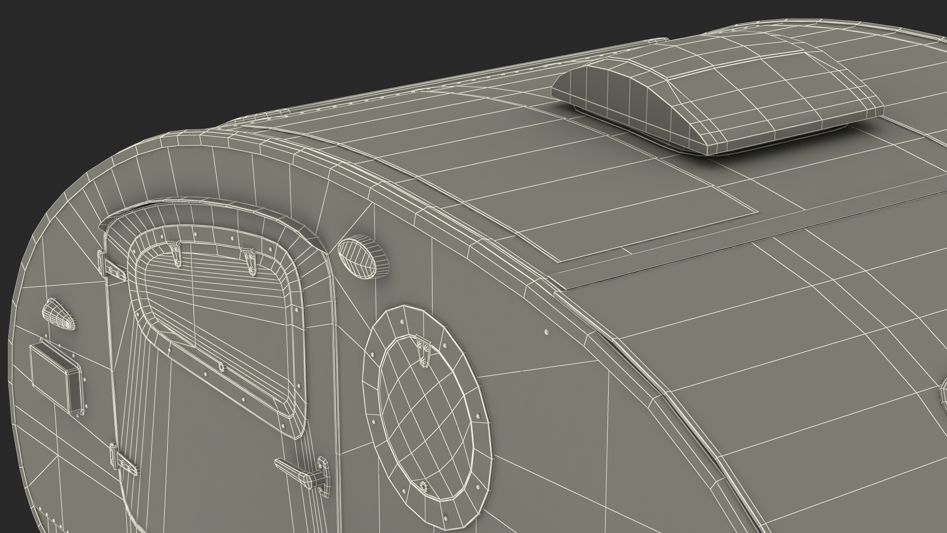 3D model Metallic Vistabule Teardrop Camping Trailer Rigged