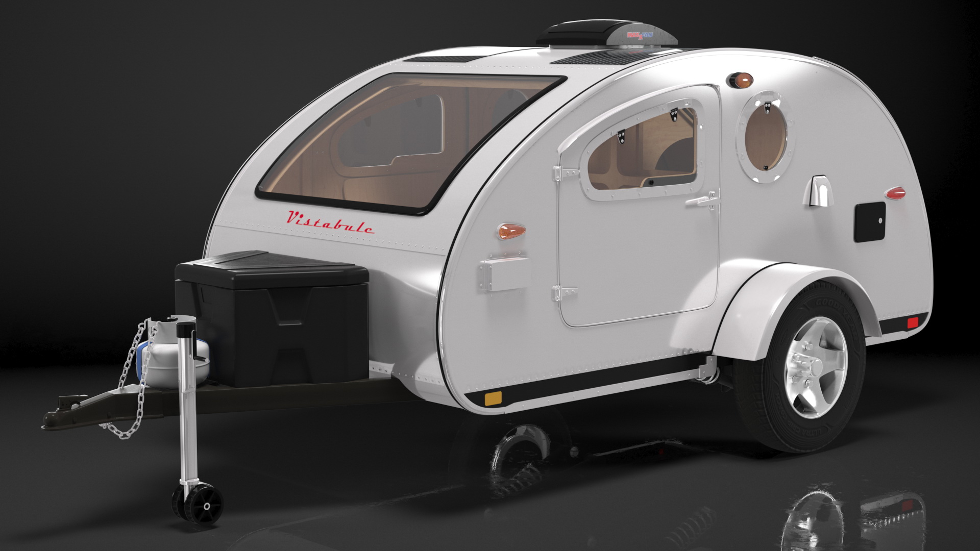 3D model Metallic Vistabule Teardrop Camping Trailer Rigged