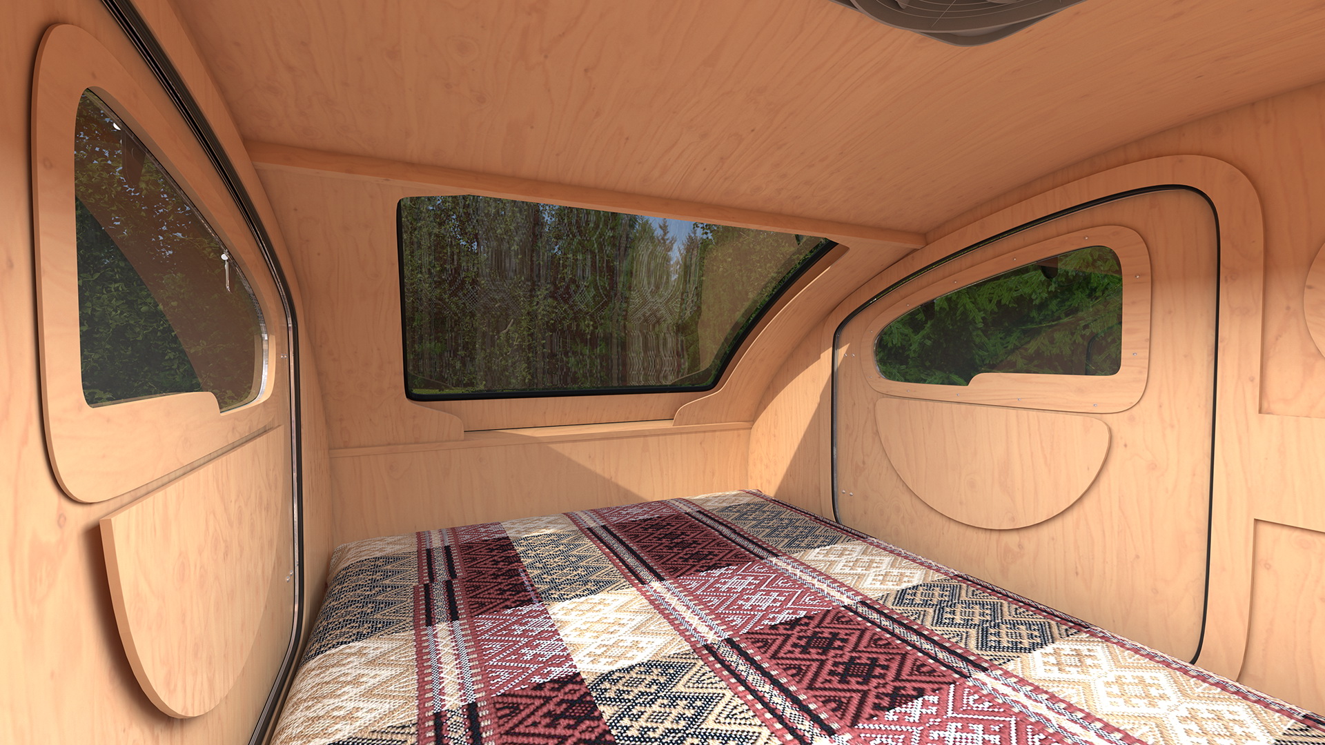 3D model Metallic Vistabule Teardrop Camping Trailer Rigged
