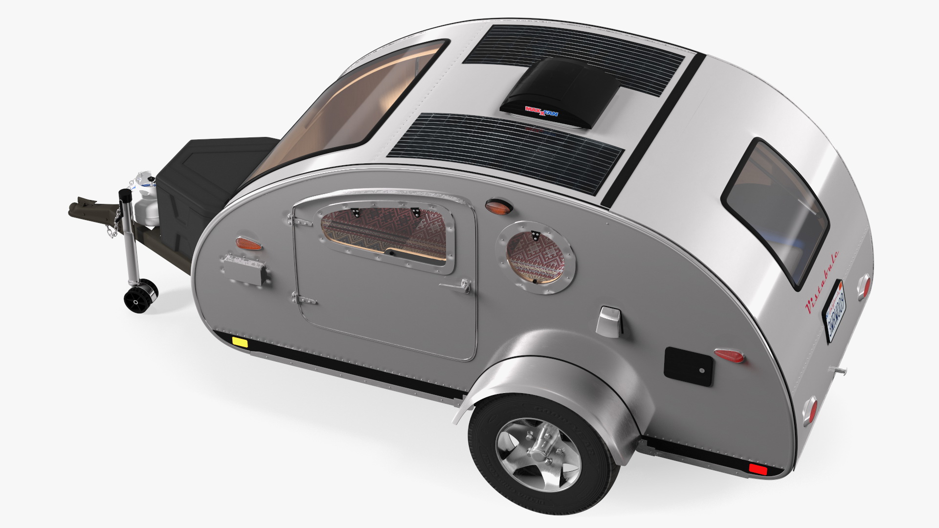 3D model Metallic Vistabule Teardrop Camping Trailer Rigged