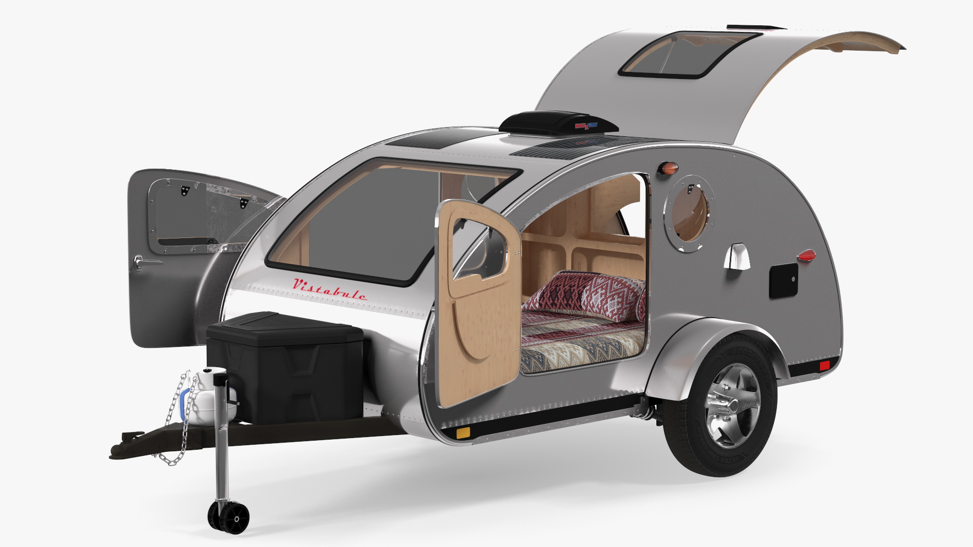 3D model Metallic Vistabule Teardrop Camping Trailer Rigged