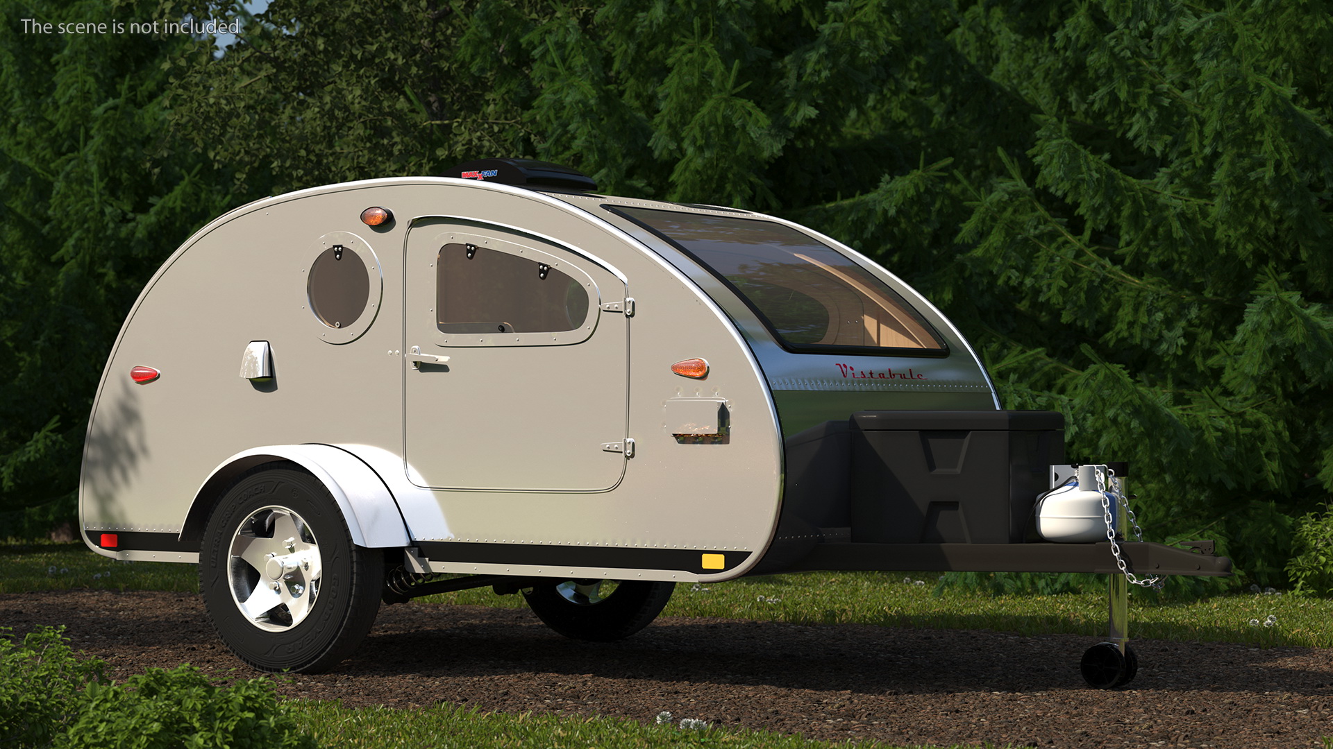 3D model Metallic Vistabule Teardrop Camping Trailer Rigged