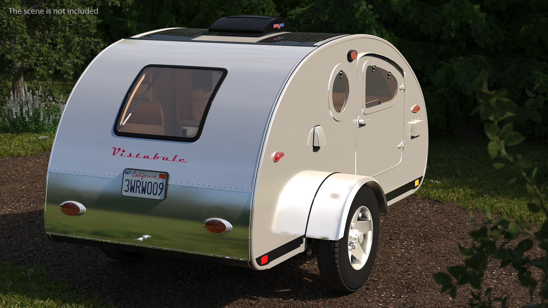 3D model Metallic Vistabule Teardrop Camping Trailer Rigged