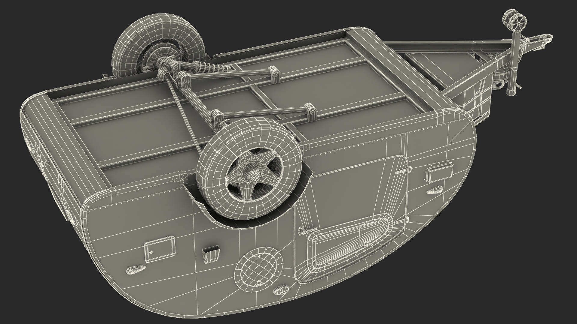 3D model Metallic Vistabule Teardrop Camping Trailer Rigged