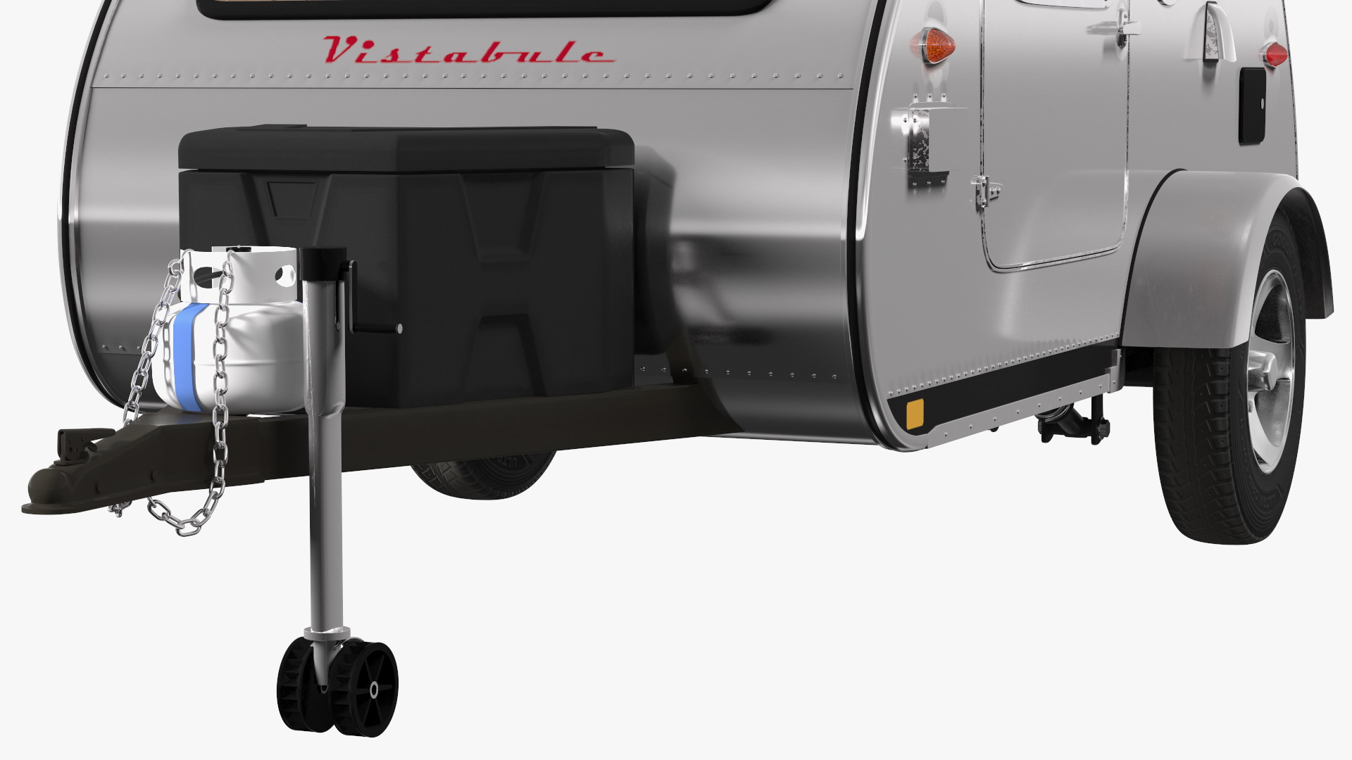 3D model Metallic Vistabule Teardrop Camping Trailer Rigged