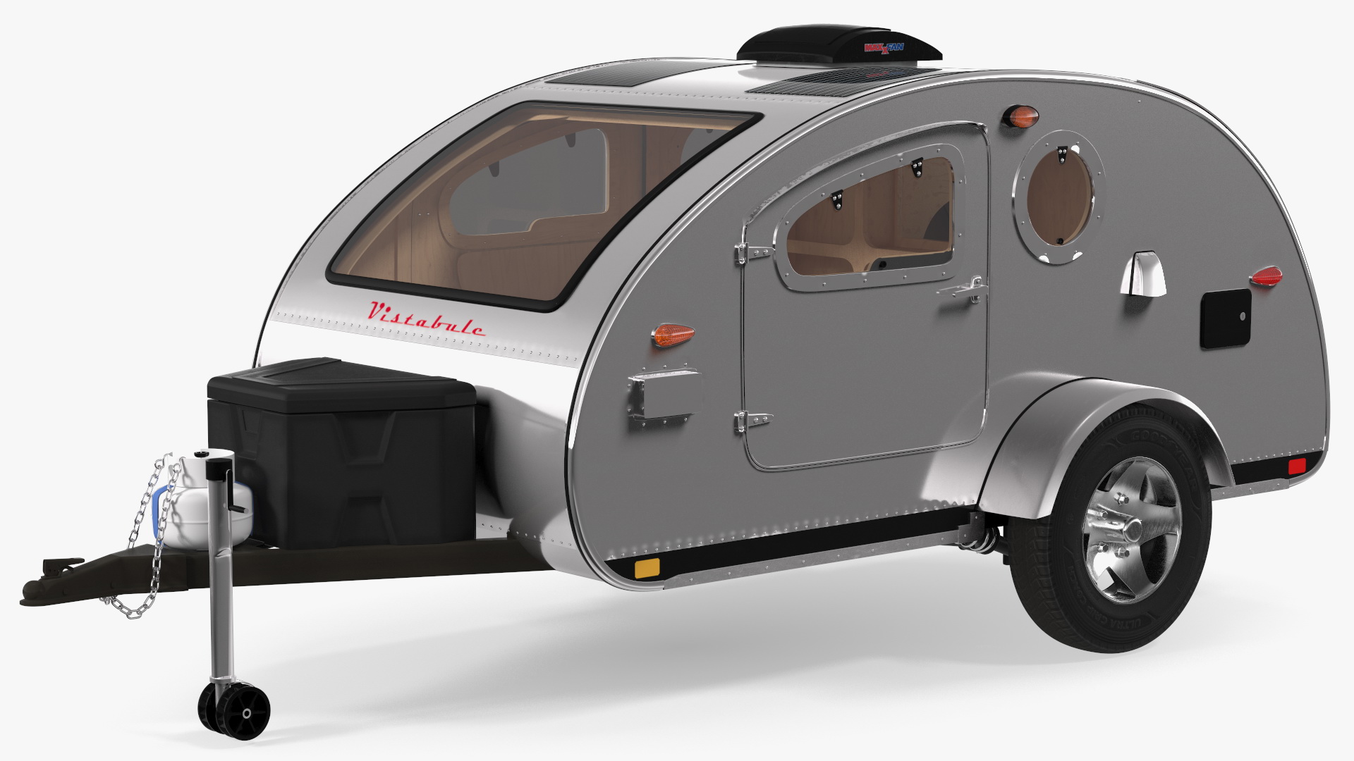 3D model Metallic Vistabule Teardrop Camping Trailer Rigged