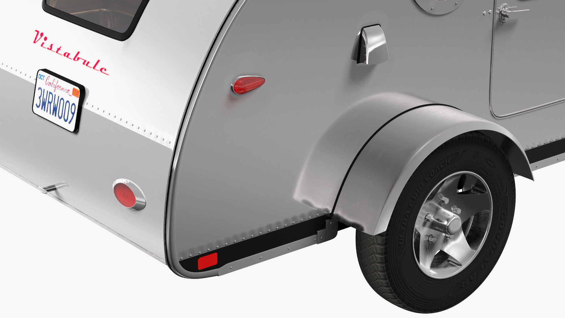 3D model Metallic Vistabule Teardrop Camping Trailer Rigged