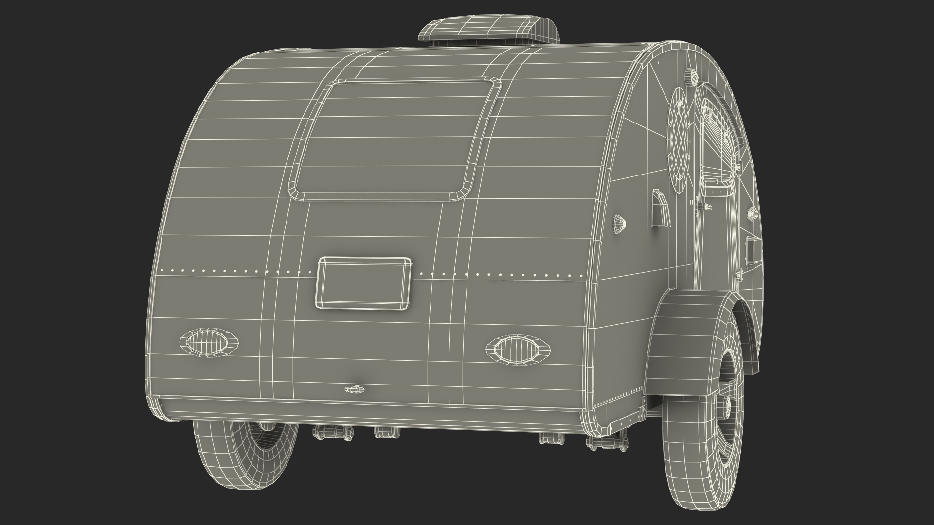 3D model Metallic Vistabule Teardrop Camping Trailer Rigged