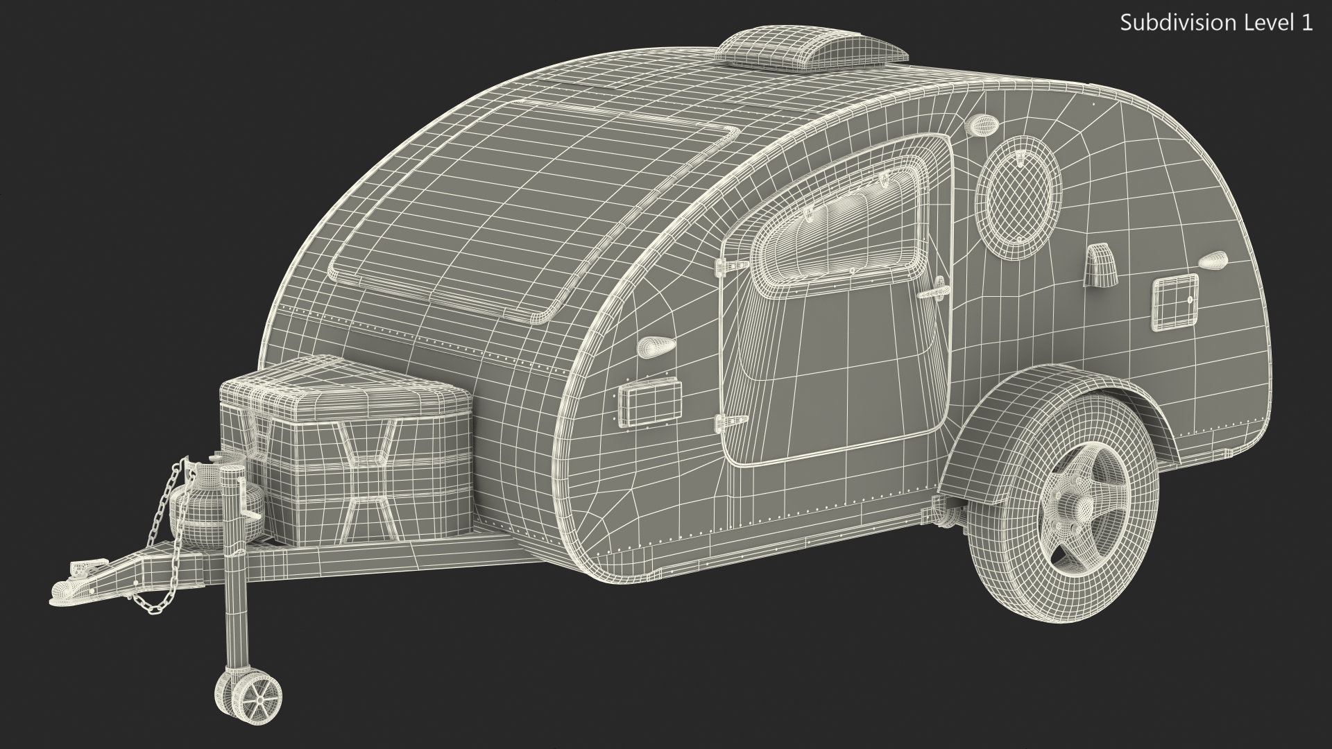 3D model Metallic Vistabule Teardrop Camping Trailer Rigged